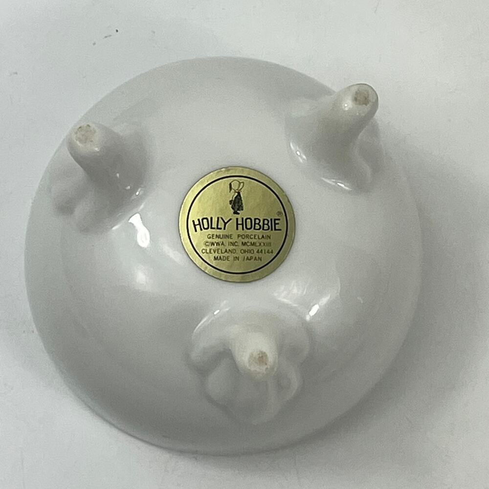 Holly Hobbie Porcelain Footed Trinket Box “Put On A Happy Face” Japan 1973 VTG - Picture 7 of 9